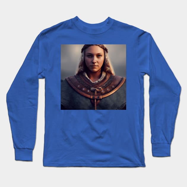 Viking Shield Maiden Long Sleeve T-Shirt by Grassroots Green